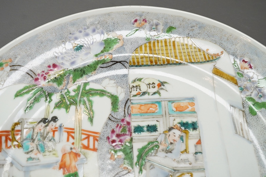 Three Chinese enamelled porcelain plates, mid 19th century